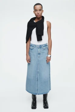 COS Kjolar*A-LINJESKUREN MIDIKJOL I DENIM