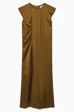 COS Klänningar & Jumpsuits*DRAPERAD MIDIKLÄNNING MED UTSTÄLLDA ÄRMAR