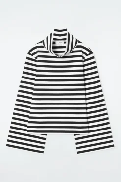COS Toppar*RANDIG LÅNGÄRMAD T-SHIRT MED HÖG KRAGE