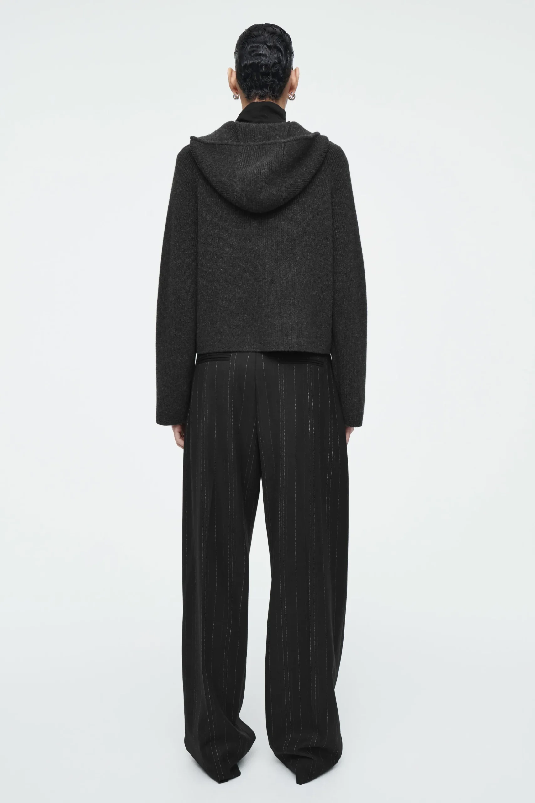 COS Stickat*RIBBED MERINO WOOL HOODED JACKET