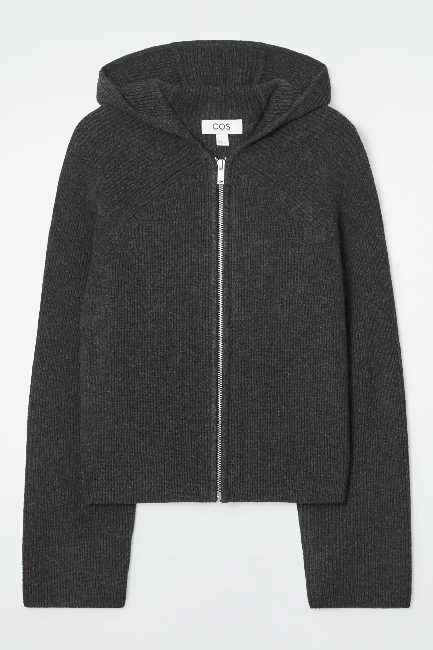 COS Stickat*RIBBED MERINO WOOL HOODED JACKET