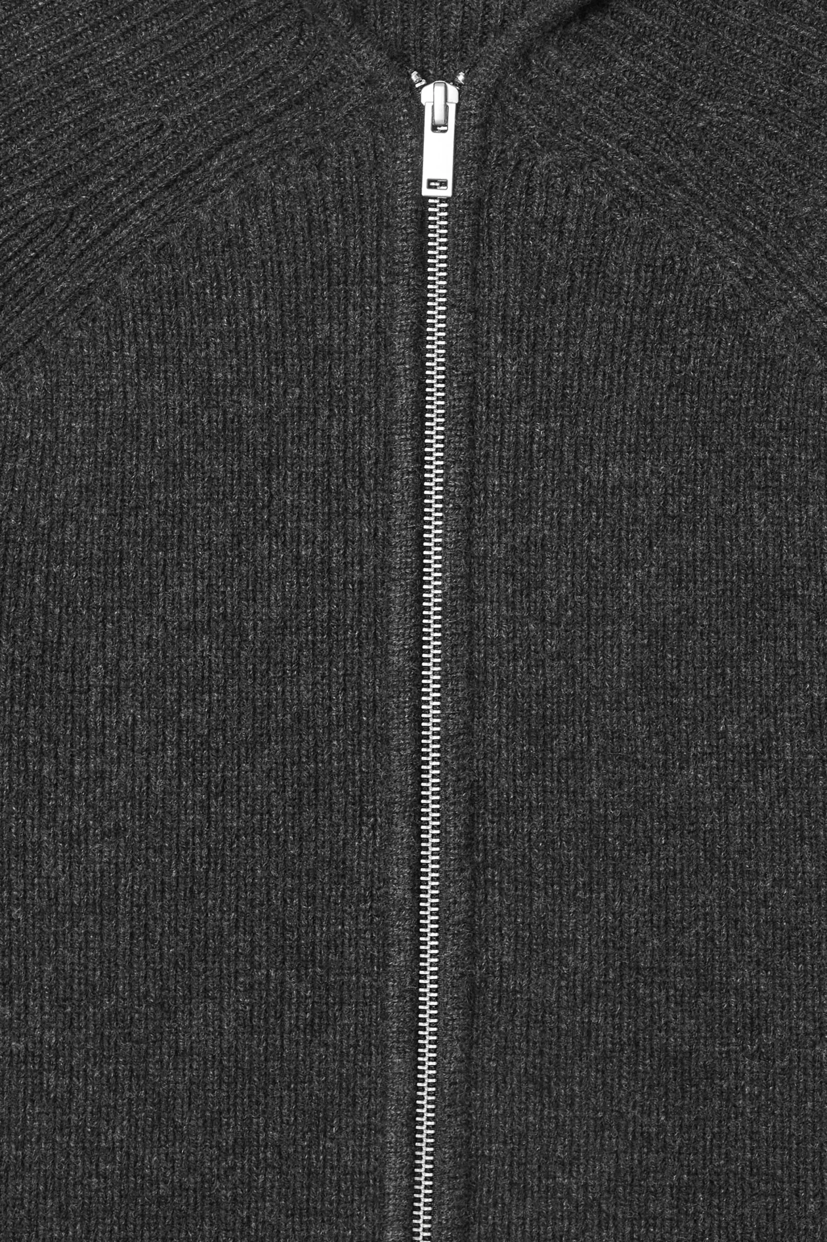 COS Stickat*RIBBED MERINO WOOL HOODED JACKET