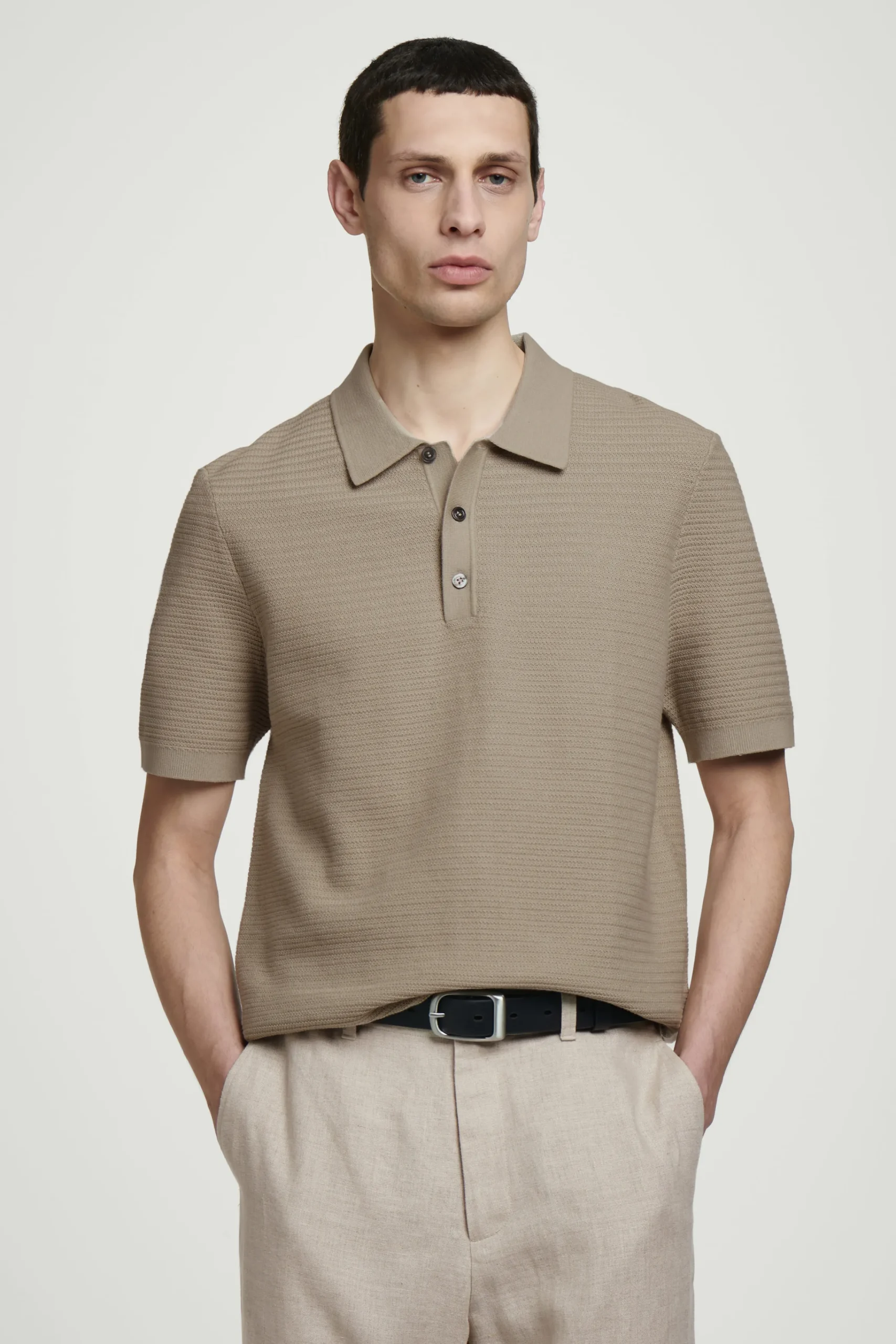 COS Stickat | Pikétröjor*TEXTURED KNITTED COTTON POLO SHIRT