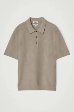 COS Stickat | Pikétröjor*TEXTURED KNITTED COTTON POLO SHIRT