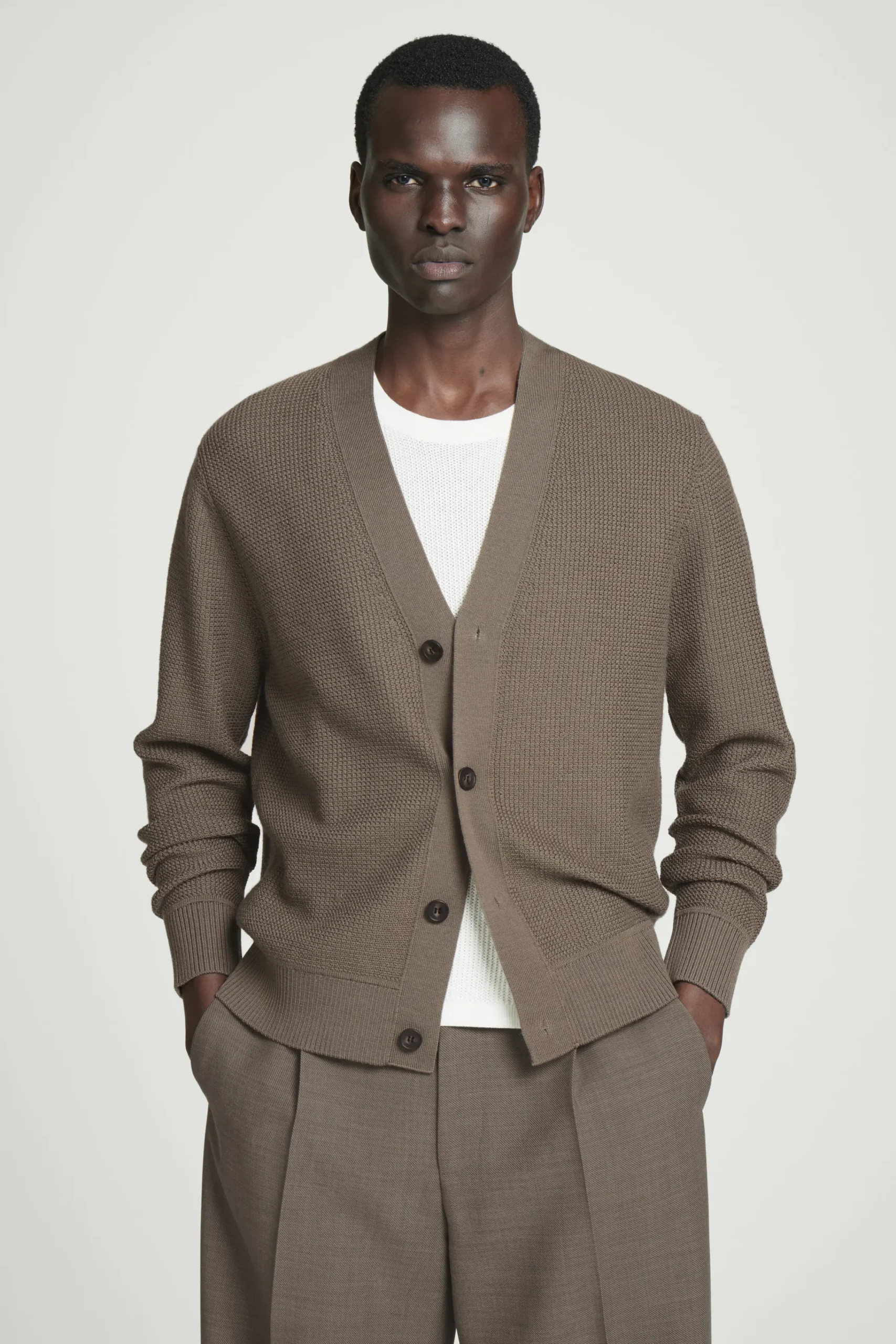 COS Stickat*TEXTURED MERINO WOOL CARDIGAN