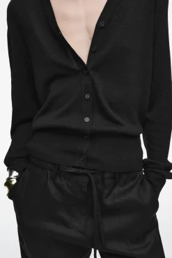 COS Stickat*V-RINGAD CARDIGAN I MERINOULL OCH LINNE