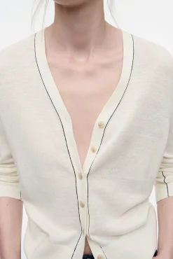 COS Stickat*V-RINGAD CARDIGAN I MERINOULL OCH LINNE