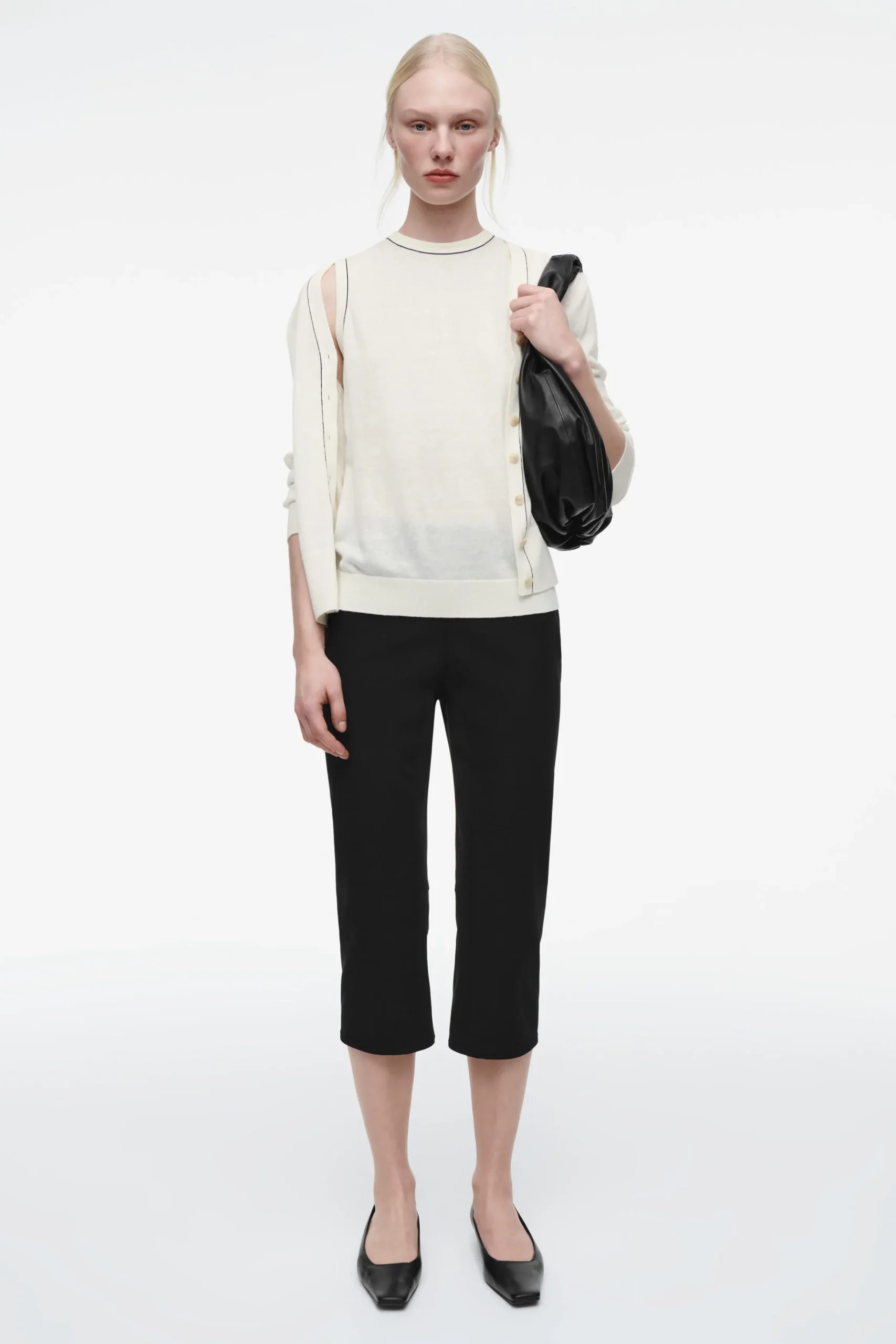COS Stickat*V-RINGAD CARDIGAN I MERINOULL OCH LINNE