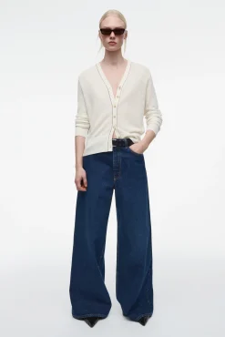 COS Stickat*V-RINGAD CARDIGAN I MERINOULL OCH LINNE