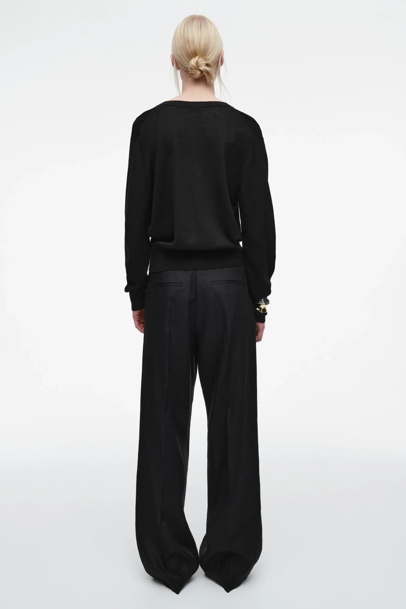 COS Stickat*V-RINGAD CARDIGAN I MERINOULL OCH LINNE
