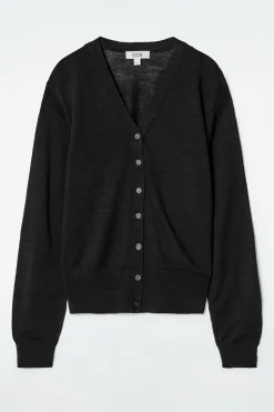 COS Stickat*V-RINGAD CARDIGAN I MERINOULL OCH LINNE