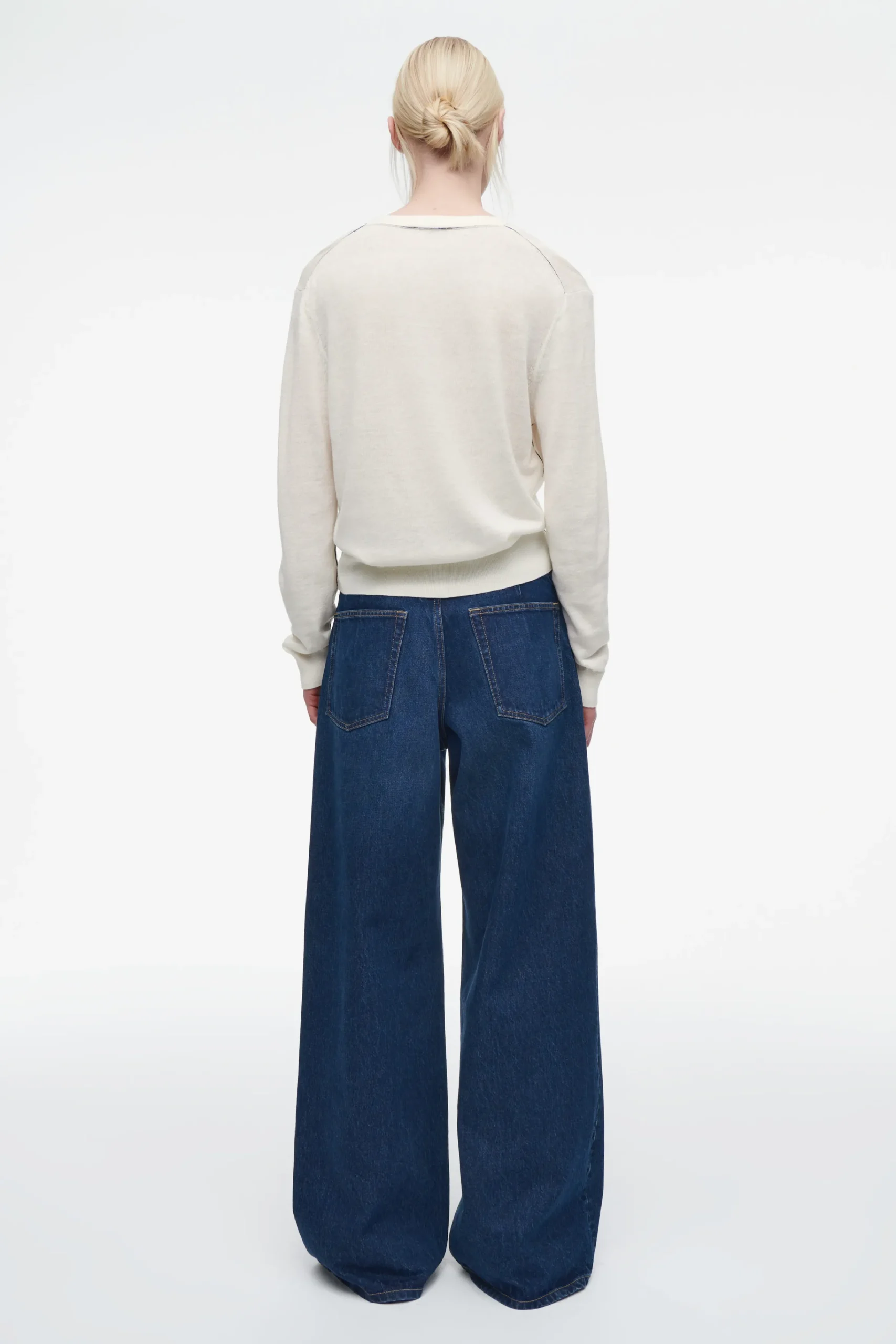 COS Stickat*V-RINGAD CARDIGAN I MERINOULL OCH LINNE