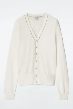 COS Stickat*V-RINGAD CARDIGAN I MERINOULL OCH LINNE