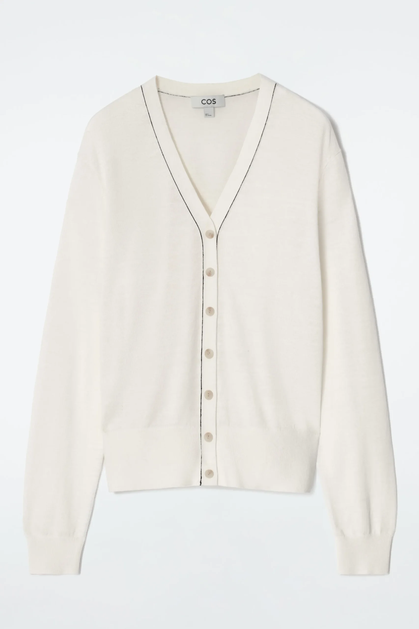 COS Stickat*V-RINGAD CARDIGAN I MERINOULL OCH LINNE
